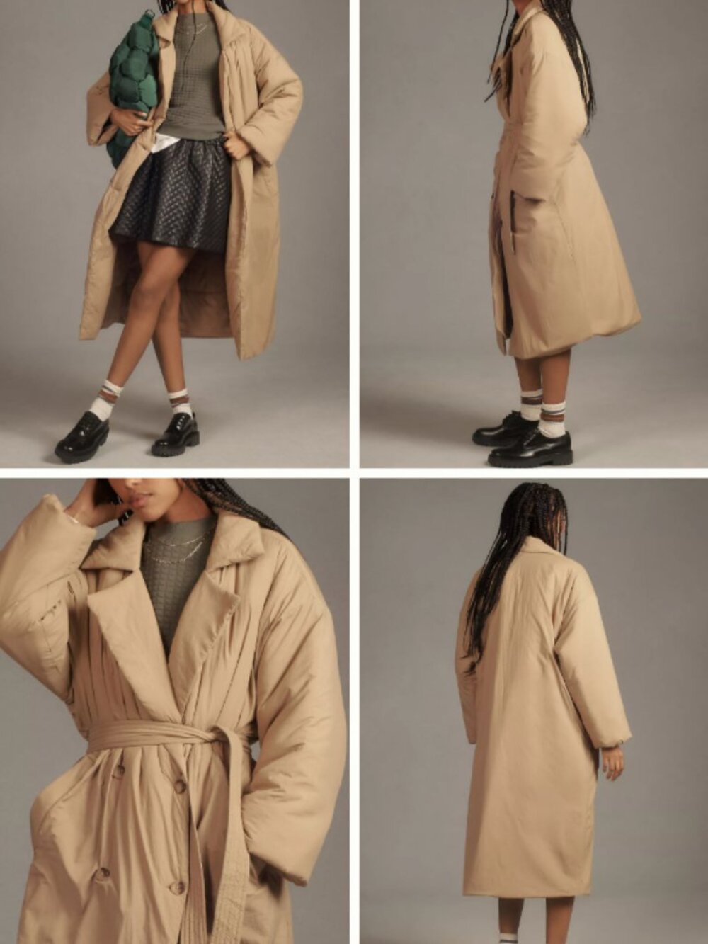 NWOT Good American Puffy Trench Coat w/ Belt